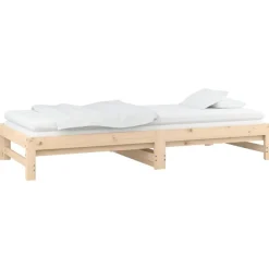 vidaXL Sofá cama extraíble madera maciza de pino 2x(90x200) cm Natural Best