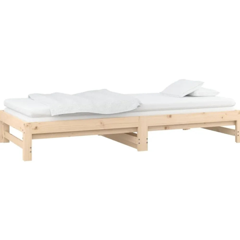 vidaXL Sofá cama extraíble madera maciza de pino 2x(90x200) cm Natural Best