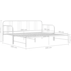 vidaXL Sofá cama extraíble sin colchón metal 90x200cm Blanco