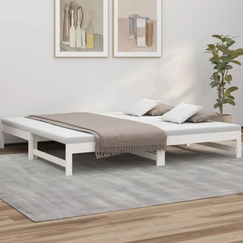 vidaXL Camas Y Accesorios-Sofá cama extraíble madera maciza de pino 2x(100x200) cm