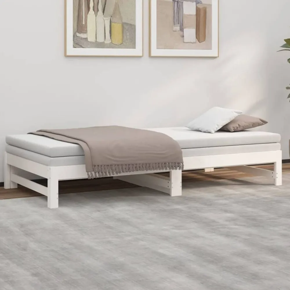 vidaXL Camas Y Accesorios-Sofá cama extraíble madera maciza de pino 2x(100x200) cm