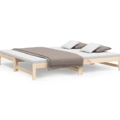 vidaXL Sofá cama extraíble madera maciza de pino 2x(90x200) cm Natural Clearance