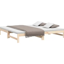 vidaXL Sofá cama extraíble madera maciza de pino 2x(90x200) cm Natural Clearance