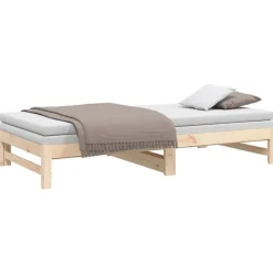 vidaXL Sofá cama extraíble madera maciza de pino 2x(90x200) cm Natural Clearance