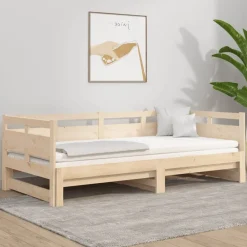 vidaXL Sofá cama extraíble madera maciza de pino 2x(90x200) cm Natural
