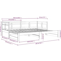 vidaXL Sofá cama extraíble madera maciza de pino 2x(90x200) cm Natural