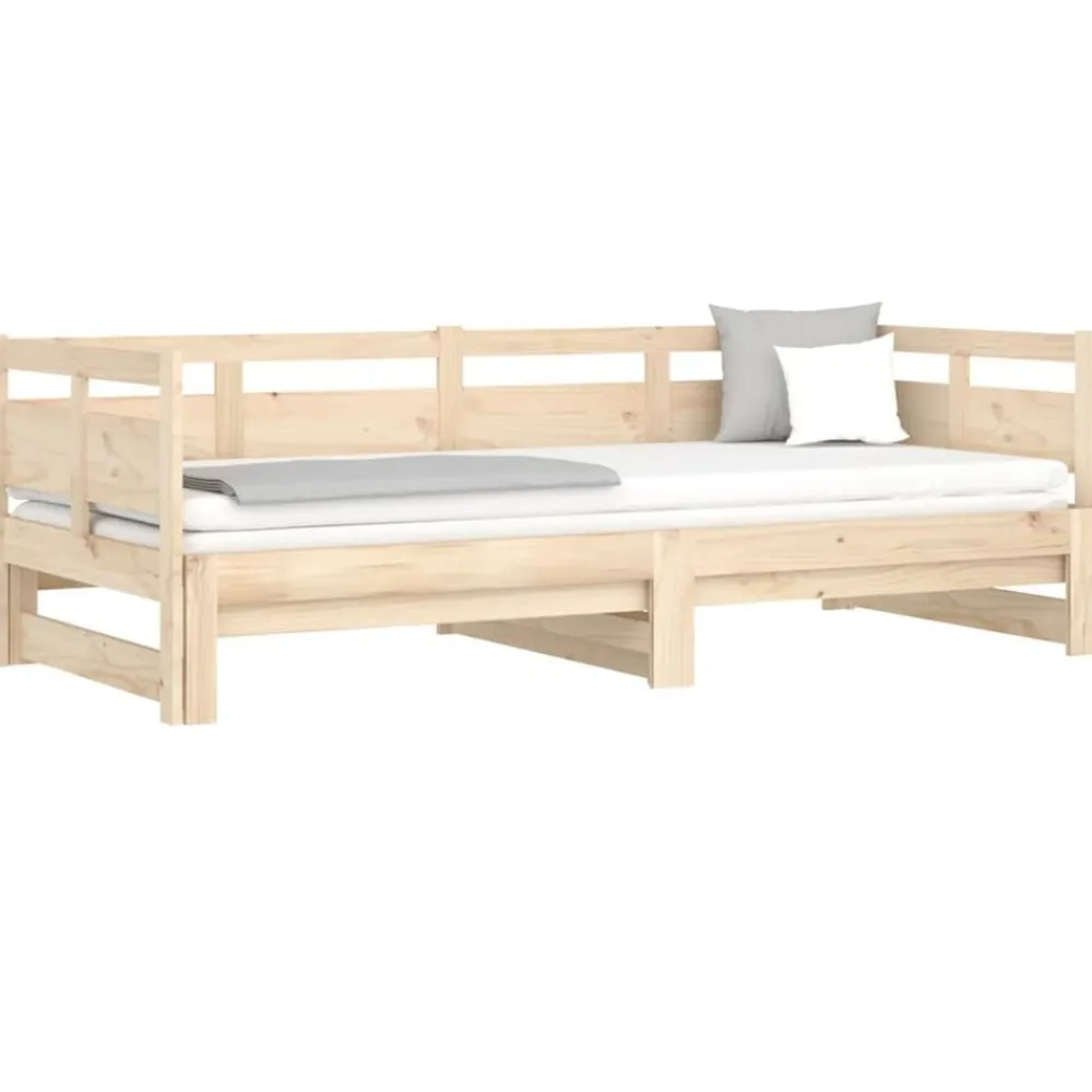 vidaXL Sofá cama extraíble madera maciza de pino 2x(90x200) cm Natural