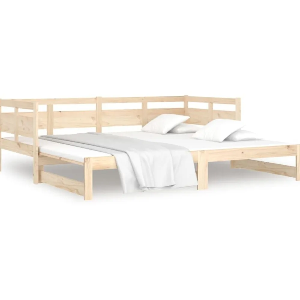 vidaXL Sofá cama extraíble madera maciza de pino 2x(90x200) cm Natural