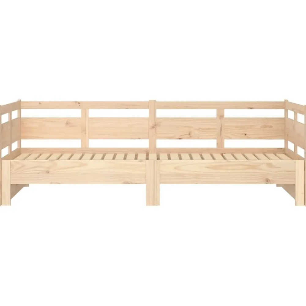 vidaXL Sofá cama extraíble madera maciza de pino 2x(90x200) cm Natural