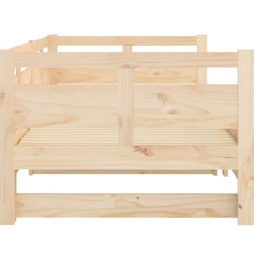 vidaXL Sofá cama extraíble madera maciza de pino 2x(90x200) cm Natural