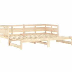 vidaXL Sofá cama extraíble madera maciza de pino 2x(90x200) cm Natural