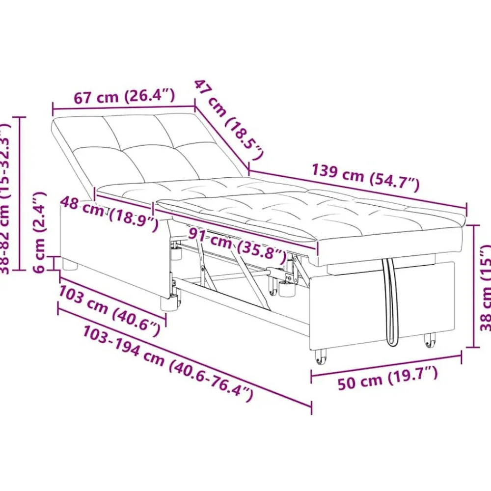 vidaXL Sofá cama 194 x 67 x 82 cm Tela Huahua Gris oscuro Outlet