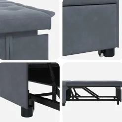 vidaXL Sofá cama 194 x 67 x 82 cm Terciopelo Gris oscuro Sale