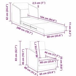 vidaXL Sofá cama 65 x 80 x 83 cm tela Gris oscuro Clearance