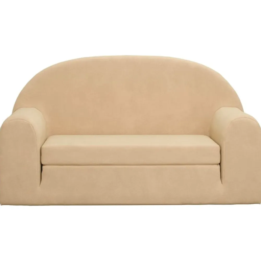 vidaXL Sofá cama infantil 2 plazas felpa suave Crema