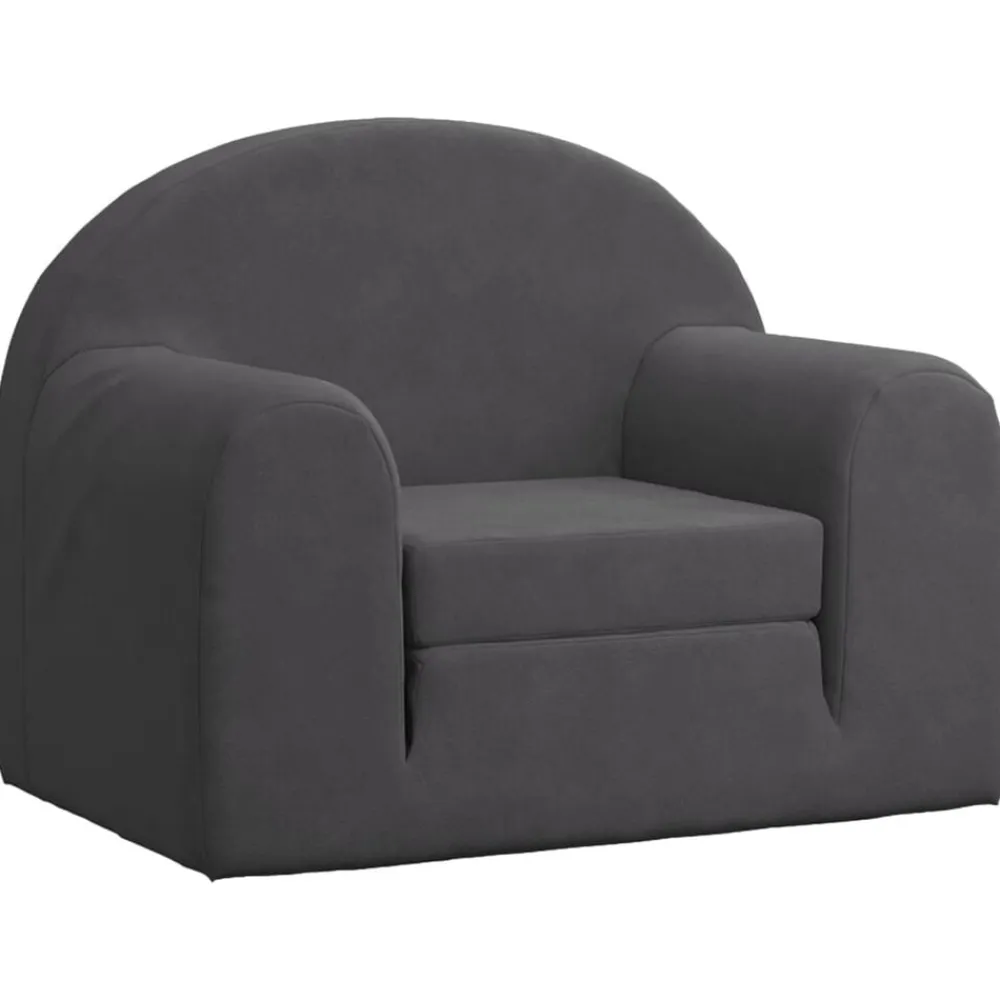 Niños vidaXL Mobiliario Para Bebés Y Niños Pequeños-Sofá cama infantil felpa suave gris