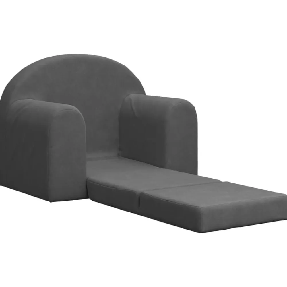 Niños vidaXL Mobiliario Para Bebés Y Niños Pequeños-Sofá cama infantil felpa suave gris