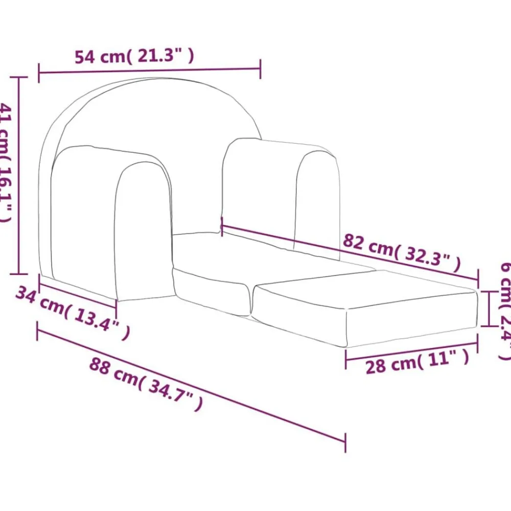 Niños vidaXL Mobiliario Para Bebés Y Niños Pequeños-Sofá cama infantil felpa suave gris