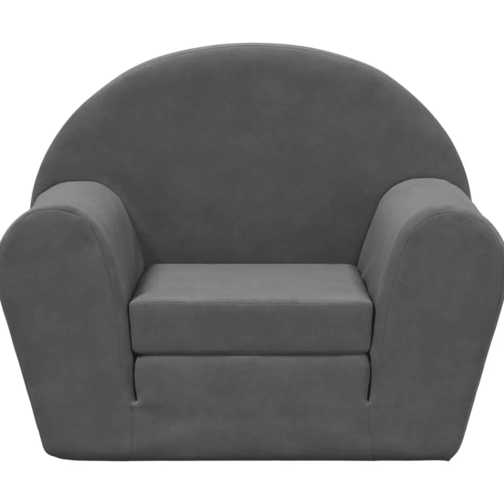 vidaXL Sofá cama infantil felpa suave gris Antracita Discount