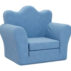 vidaXL Sofá cama infantil felpa suave Azul New