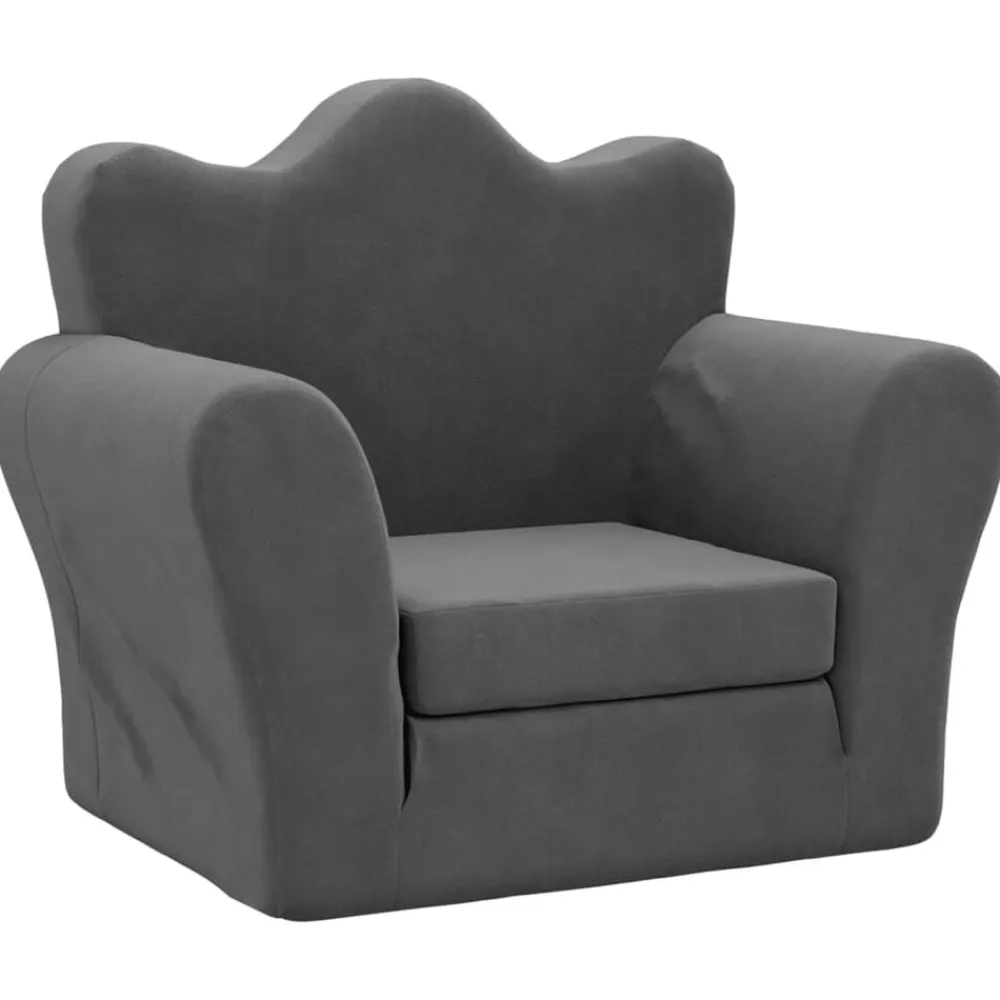 vidaXL Sofá cama infantil felpa suave gris Antracita New
