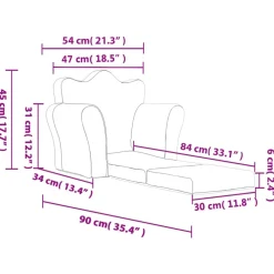 vidaXL Sofá cama infantil felpa suave gris Antracita New