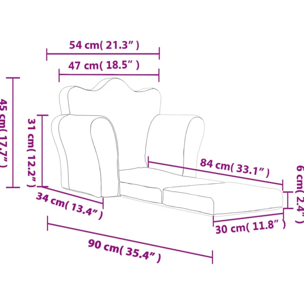 vidaXL Sofá cama infantil felpa suave gris Antracita New