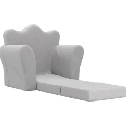 vidaXL Sofá cama infantil felpa suave Gris claro