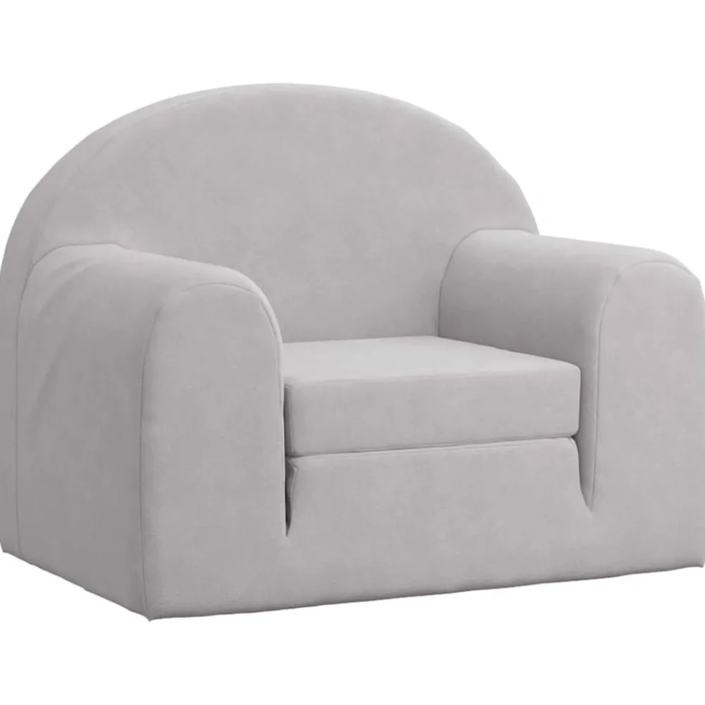 vidaXL Sofá cama infantil felpa suave Gris claro Online