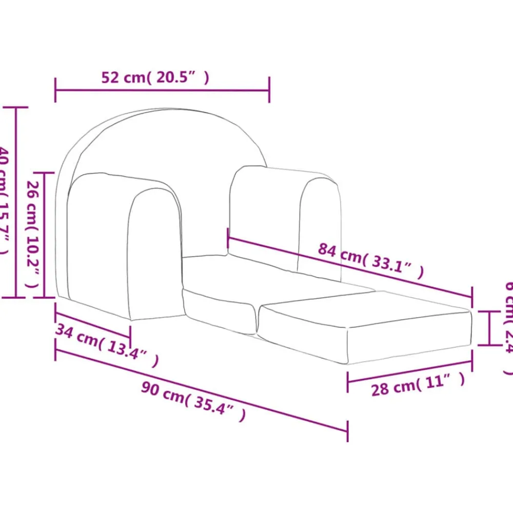 vidaXL Sofá cama infantil felpa suave Gris claro Online