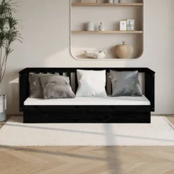 vidaXL Sofá cama madera maciza de pino 75x190 cm Negro New