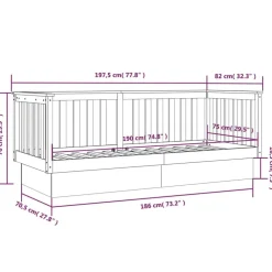 vidaXL Sofá cama madera maciza de pino 75x190 cm Negro New