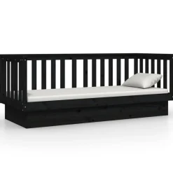 vidaXL Sofá cama madera maciza de pino 75x190 cm Negro New