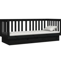 vidaXL Sofá cama madera maciza de pino 75x190 cm Negro New