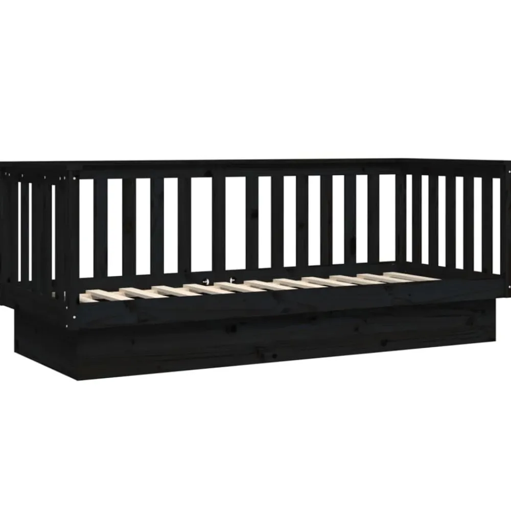 vidaXL Sofá cama madera maciza de pino 75x190 cm Negro New