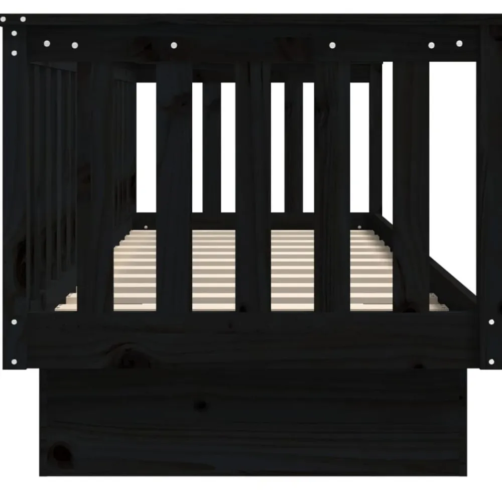 vidaXL Sofá cama madera maciza de pino 75x190 cm Negro New
