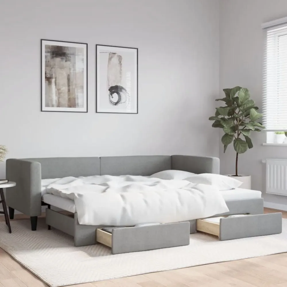 vidaXL Camas Y Accesorios-Sofá cama nido con cajones tela 80x200 cm