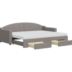 vidaXL Sofá cama nido con cajones tela gris taupe 80x200 cm Taupé Outlet