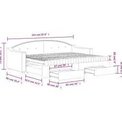 vidaXL Sofá cama nido con cajones tela gris taupe 80x200 cm Taupé Outlet