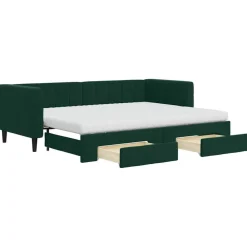 vidaXL Sofá cama nido con cajones terciopelo 80x200 cm Verde oscuro Outlet