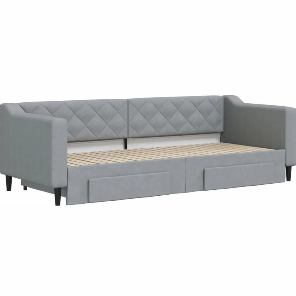vidaXL Sofá cama nido con cajones tela 80x200 cm Gris claro New
