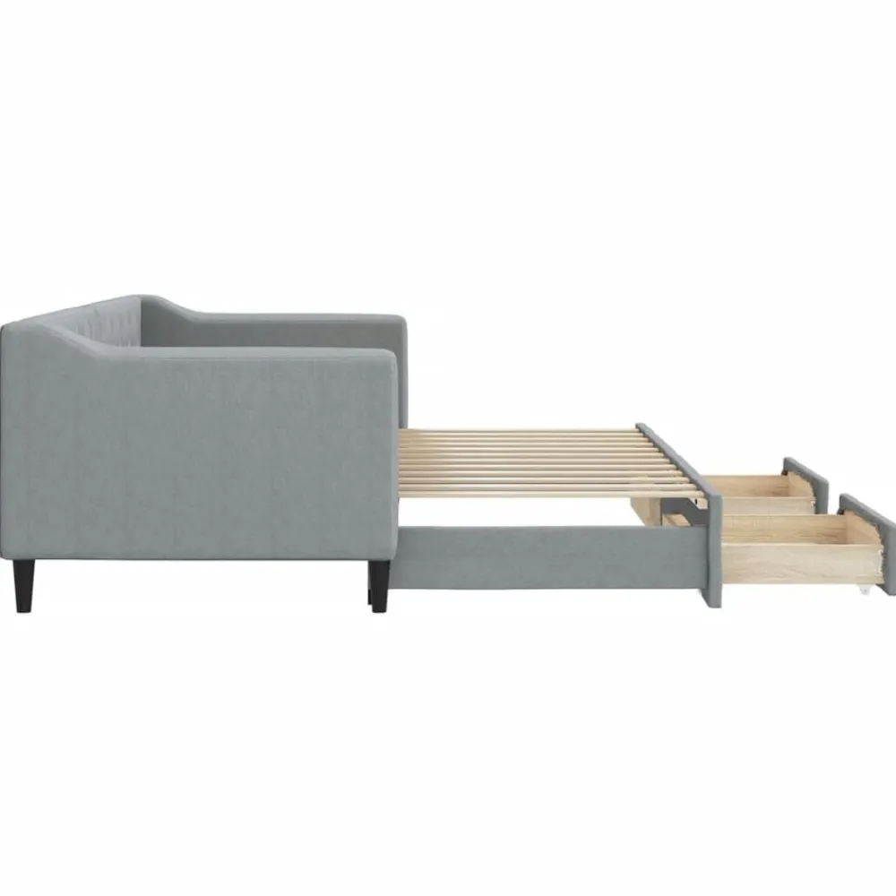 vidaXL Sofá cama nido con cajones tela 80x200 cm Gris claro New