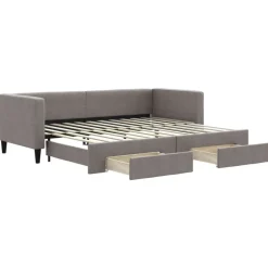 vidaXL Sofá cama nido con cajones tela gris taupe 80x200 cm Taupé New