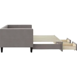 vidaXL Sofá cama nido con cajones tela gris taupe 80x200 cm Taupé New
