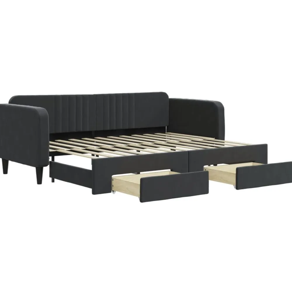 vidaXL Sofá cama nido con cajones terciopelo 80x200 cm Negro Best