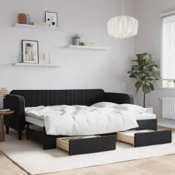 vidaXL Sofá cama nido con cajones terciopelo 80x200 cm Negro Best