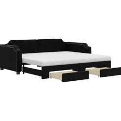 vidaXL Sofá cama nido con cajones tela 80x200 cm Negro Sale