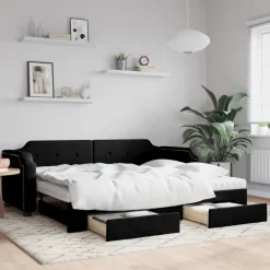 vidaXL Sofá cama nido con cajones tela 80x200 cm Negro Sale