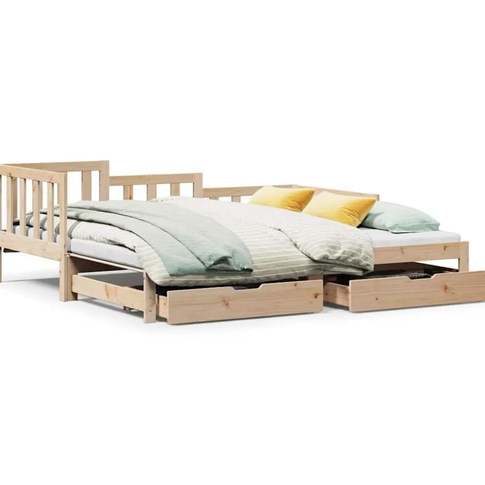 vidaXL Sofá cama nido con cajones sin colchón 90x200 cm Natural Clearance