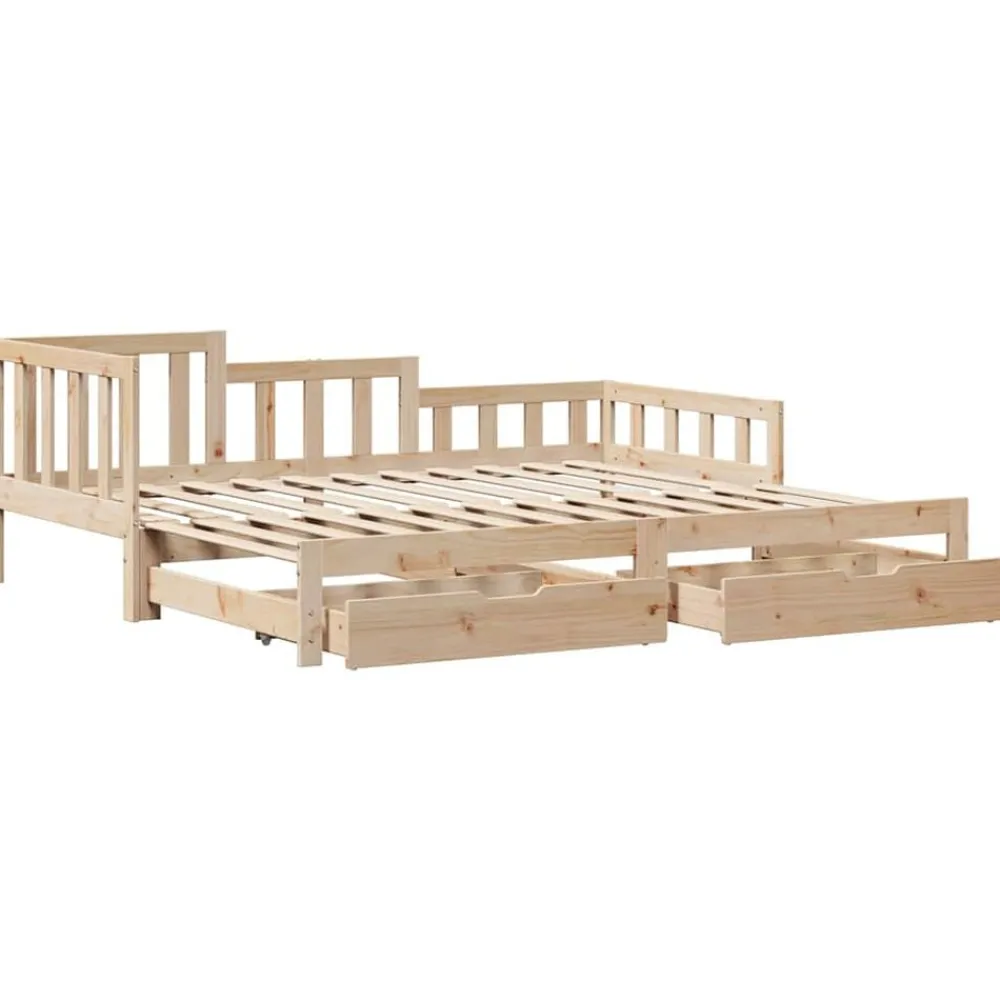vidaXL Sofá cama nido con cajones sin colchón 90x200 cm Natural Clearance